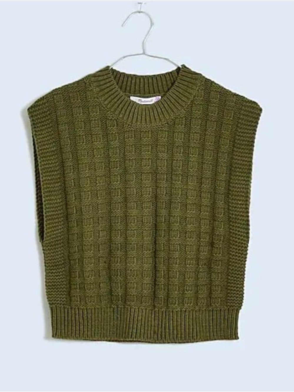 NWT Madewell Checkered-Stitch Wedge Sweater Vest | Desert Olive | XXL